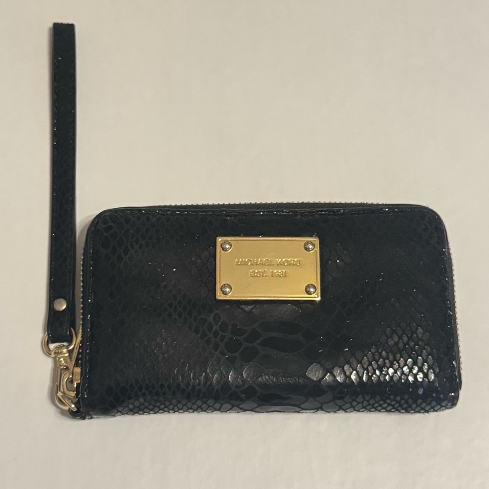 Michael Kors Black Clutch with Gold Accents
